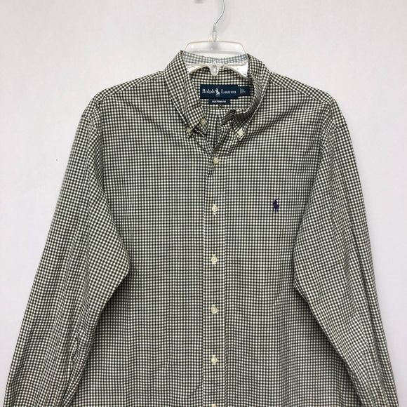 Vintage Ralph Lauren Men Custom Fit Button Shirt Size Large Plaid M114 -22 - Picture 10 of 14